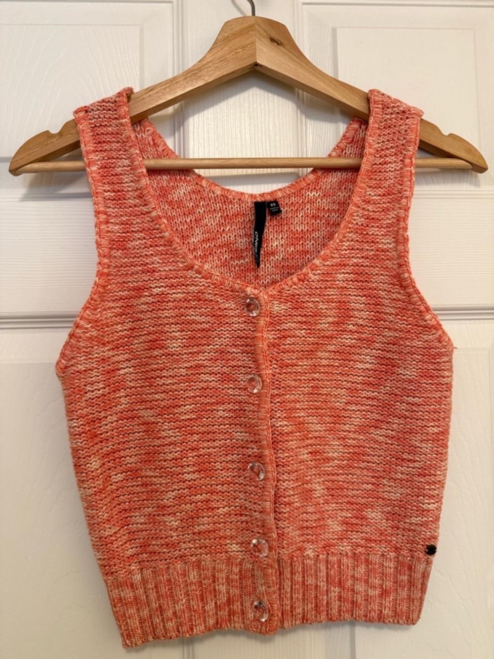EUC O'Neill Marled Knit Coral Button-Front Cropped Tank Top - Picture 1 of 4